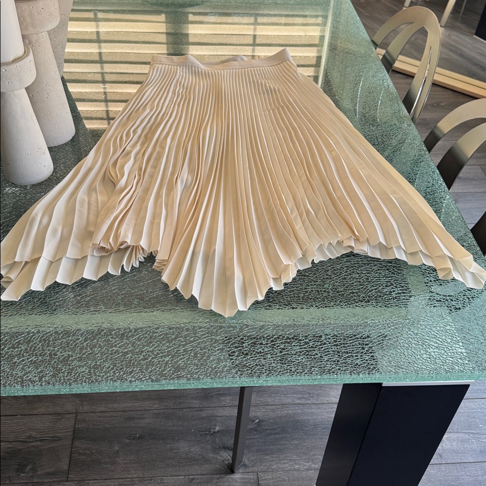 Tory Burch Cream Sunburst Pleated Midi Skirt - Picture 6 of 11